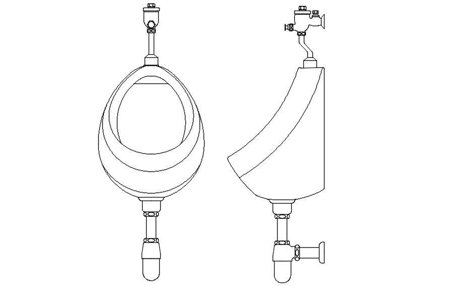 2d oval  urinal details cad blocks in AutoCAD, dwg file.