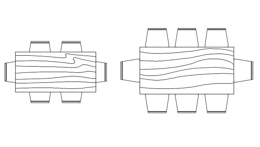 Wooden Dining Table Layout Plan in 2D AutoCAD DWG File