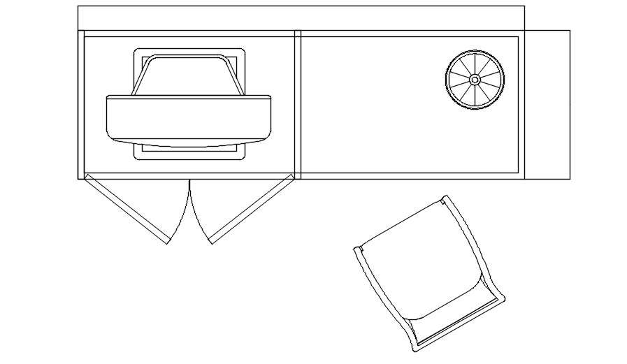 2D Workstation Table and Chair CAD Block in AutoCAD DWG file