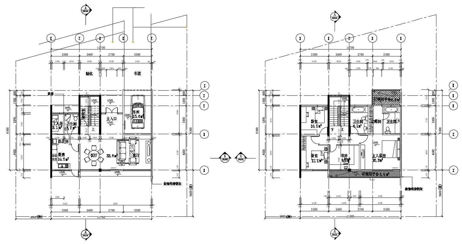 3 BHK Bungalow Design AutoCAD Drawing Plan 