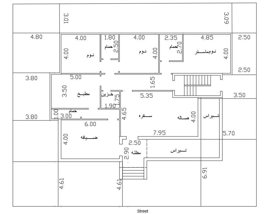3 Bedroom AutoCAD house Plan With Dimension 