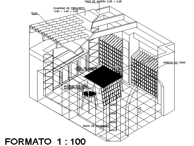 3 D Cava restaurant liquor plan detail dwg file