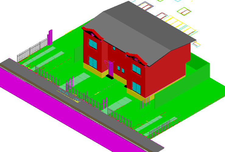 3 D duplex house plan detail dwg file