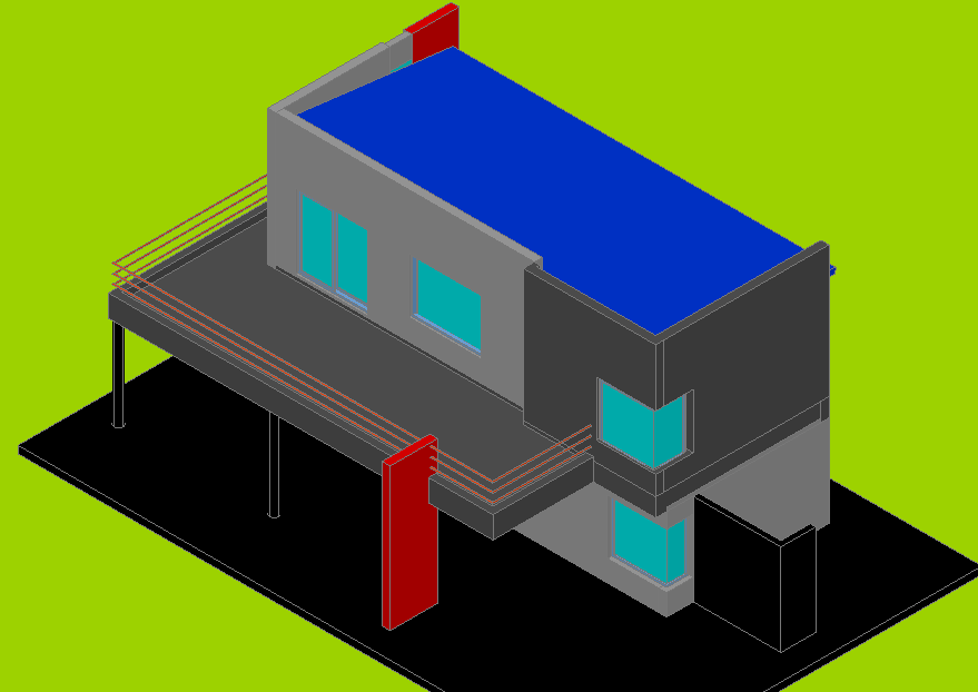 3 D house plan detail dwg file