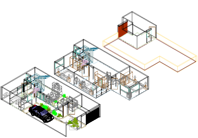 3 D house plan detail dwg file