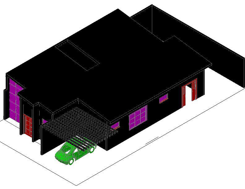 3 D house plan detail dwg file