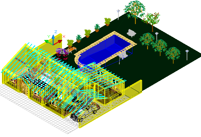 3 D house plan detail dwg file