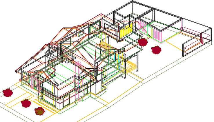 3 D residential house detail dwg file