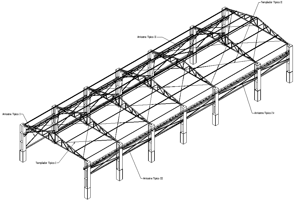 3 D steel structural roof planning detail dwg file