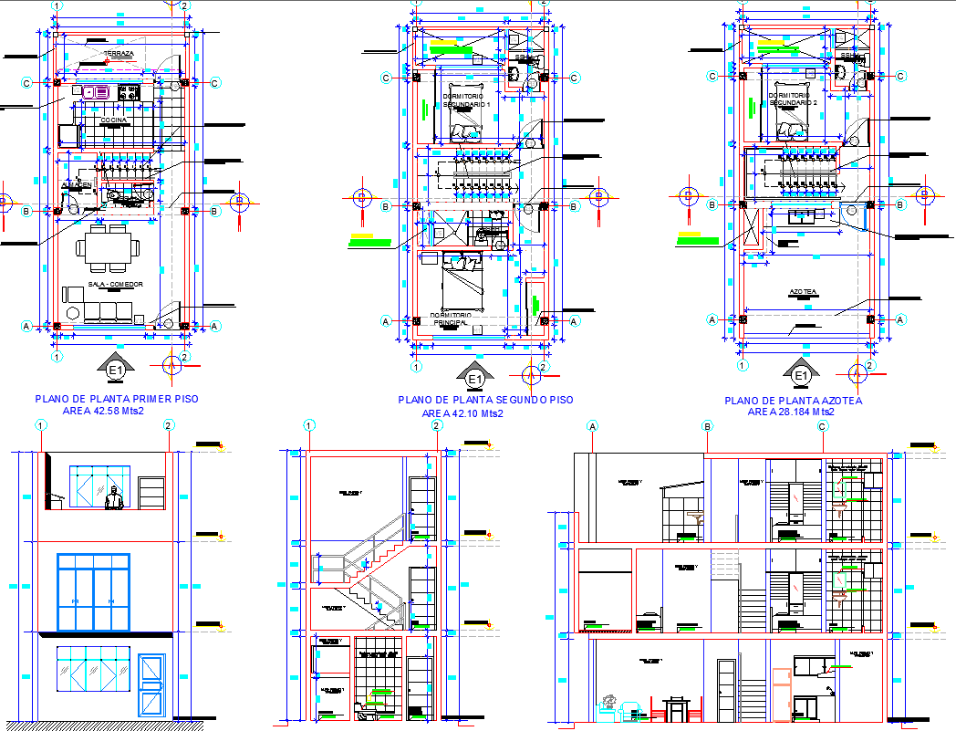 3 Level Row House plan