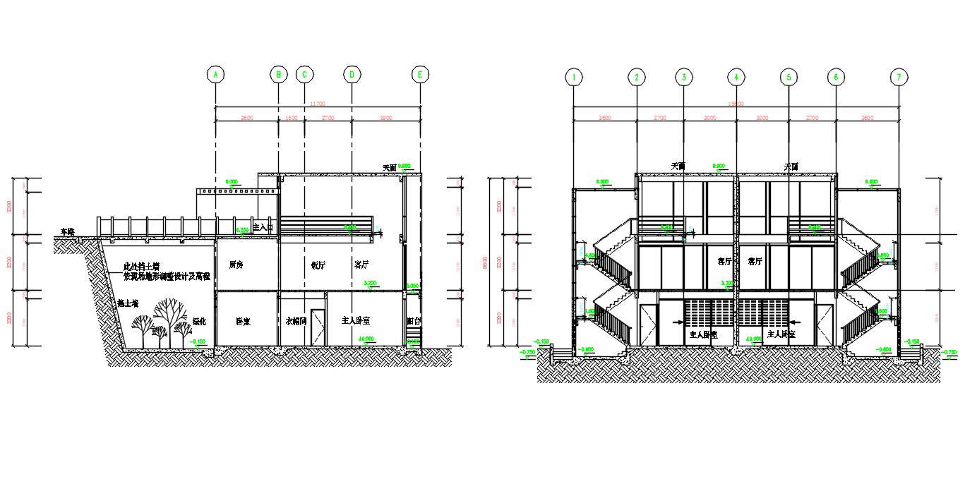 3 Storey House Section CAD Drawing
