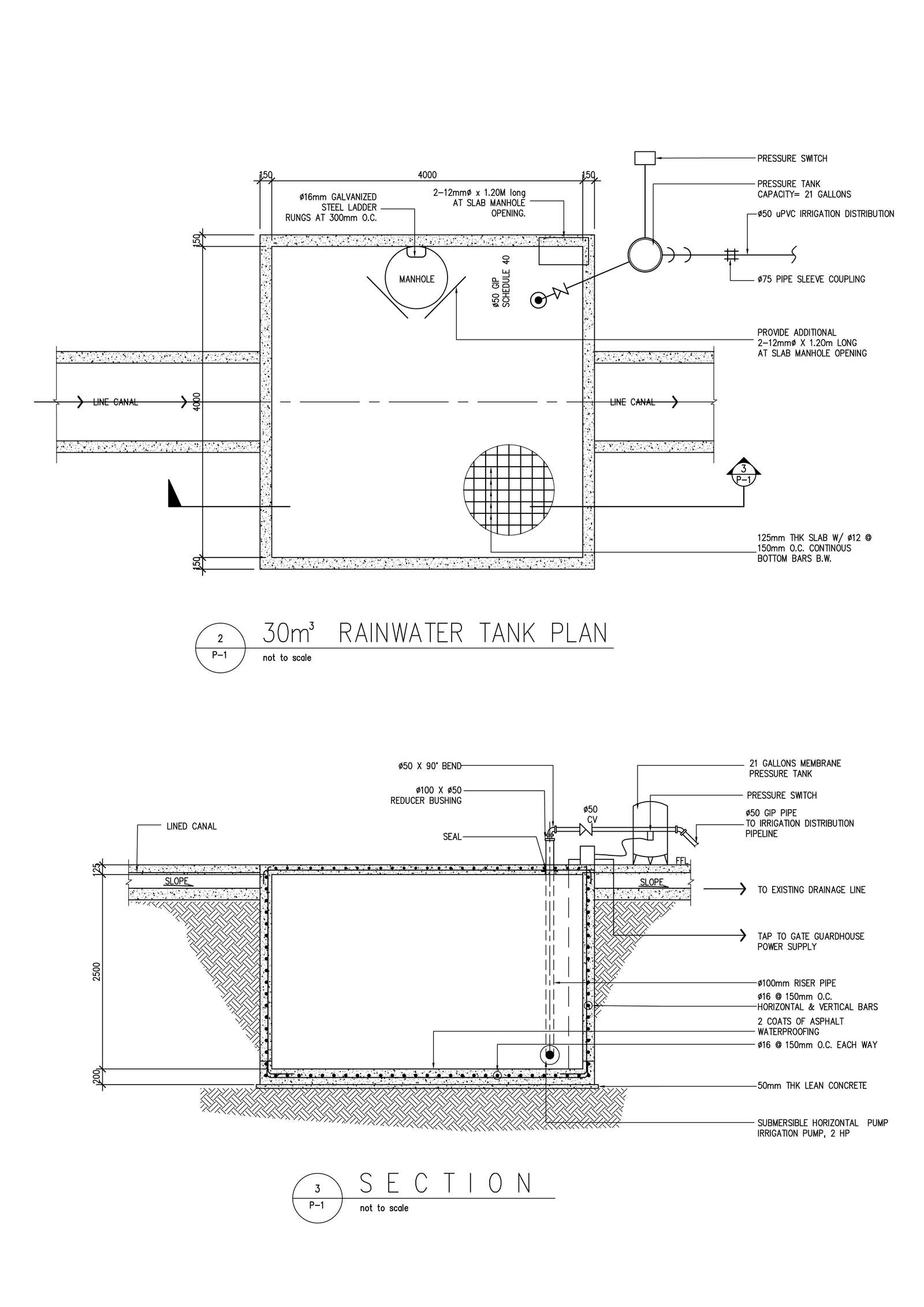 3 cubic meter water tank plan