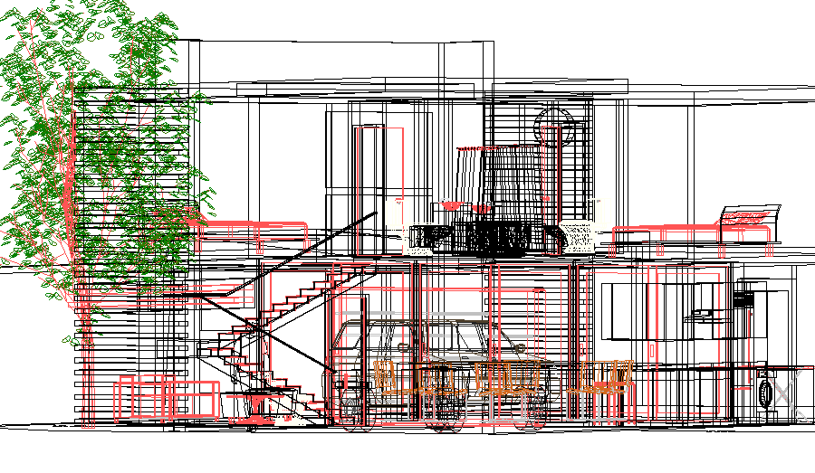 3 d beach house plan detail dwg file