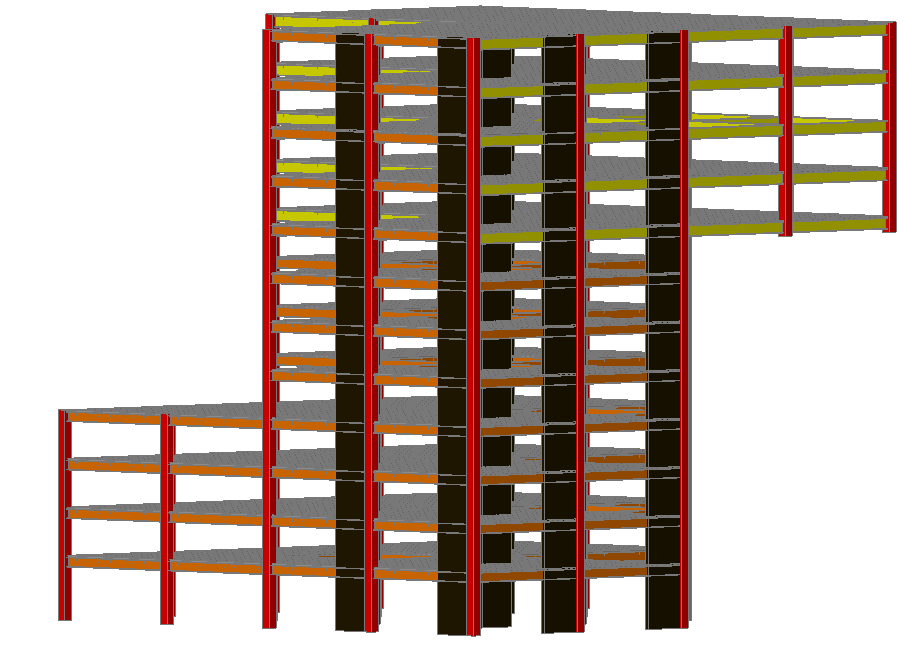 3 d building in steel plan detail dwg file