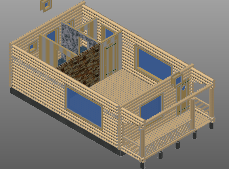 3 d timber house plan detail