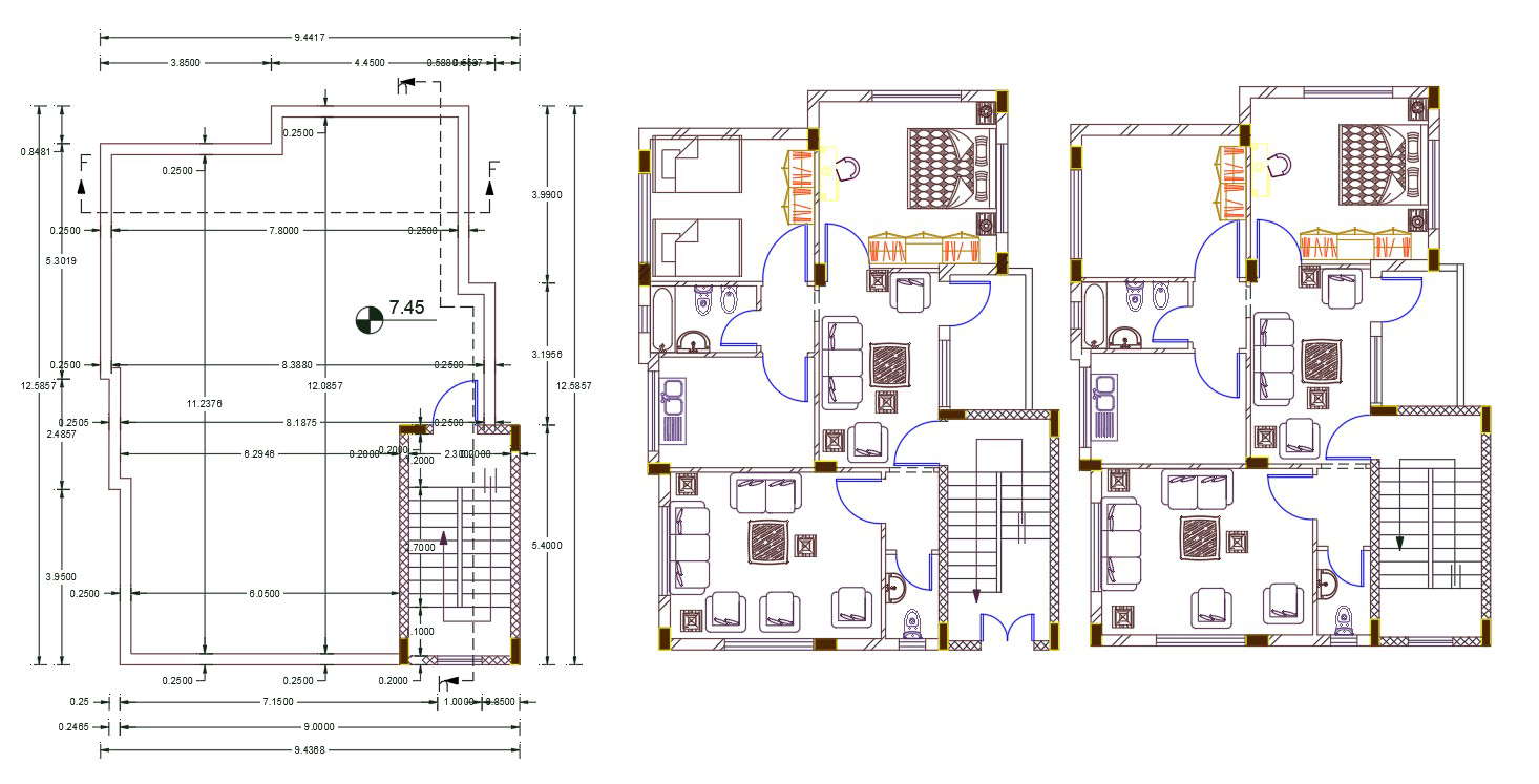 30' X 40' House Furniture Plan AutoCAD File