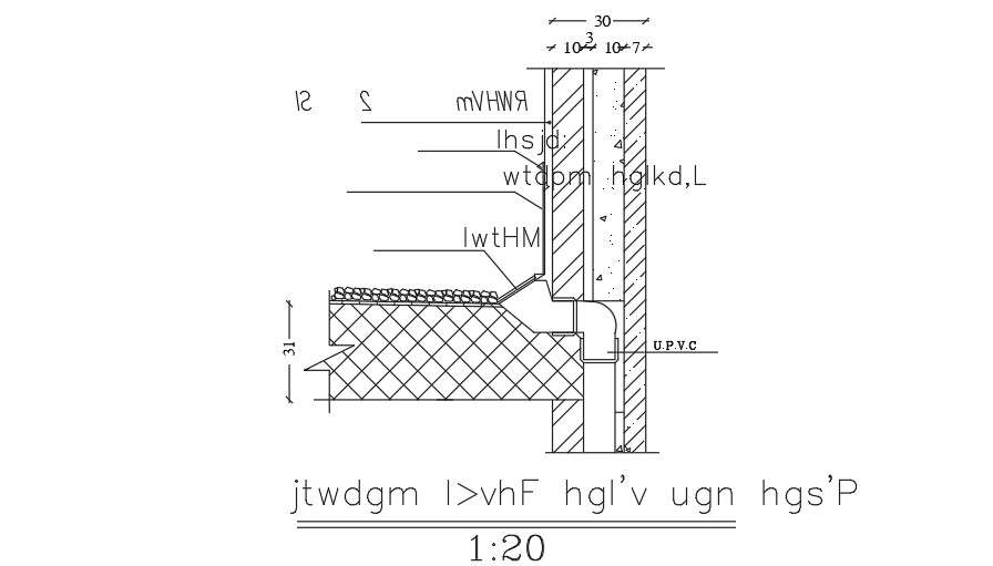 30cm width of the column section drawing