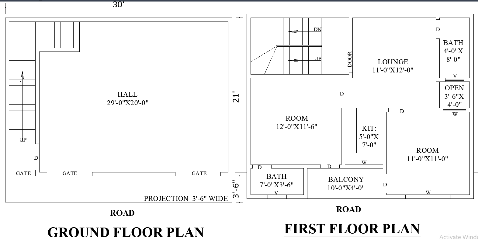 30x21 Residential DWG File Featuring Smart Room Layout plan