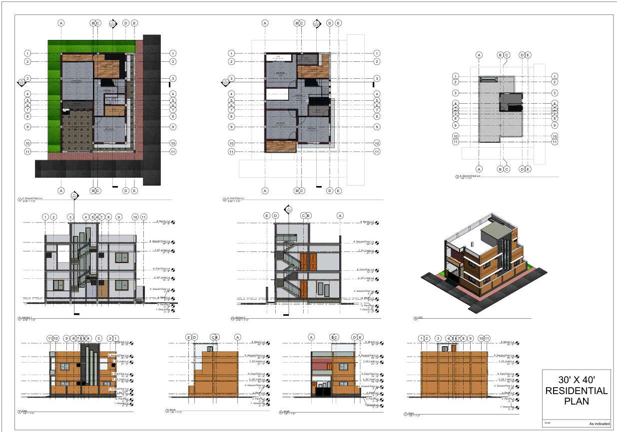 30x40 Duplex Residential Plan Vaastu Compliant DWG Design