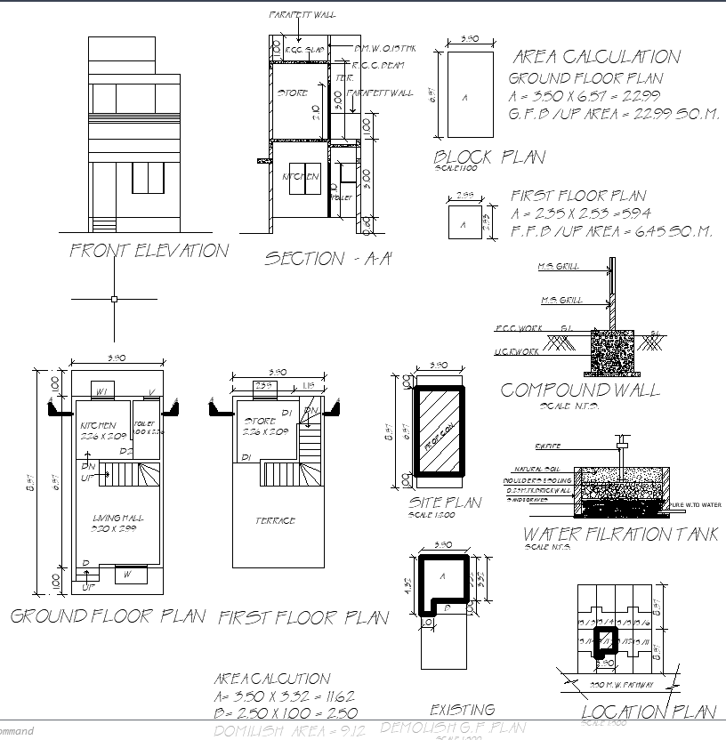 3.50Mx8.57M Residential House Plan with Elevations