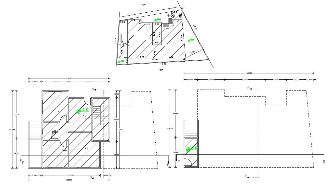 35' X 60' Joint House Plot Plan AutoCad Drawing