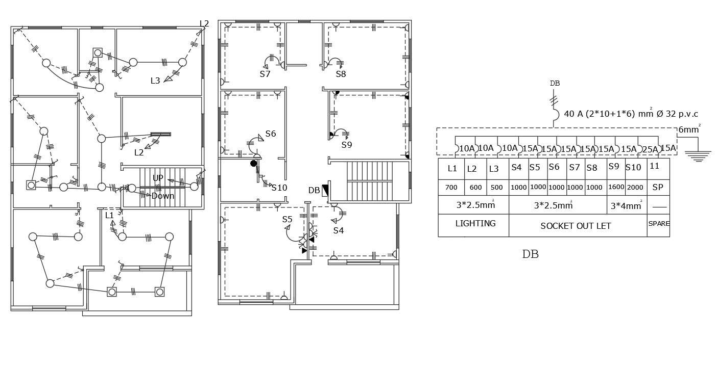 36 By 55 Feet House Elecatrical Layout Plan