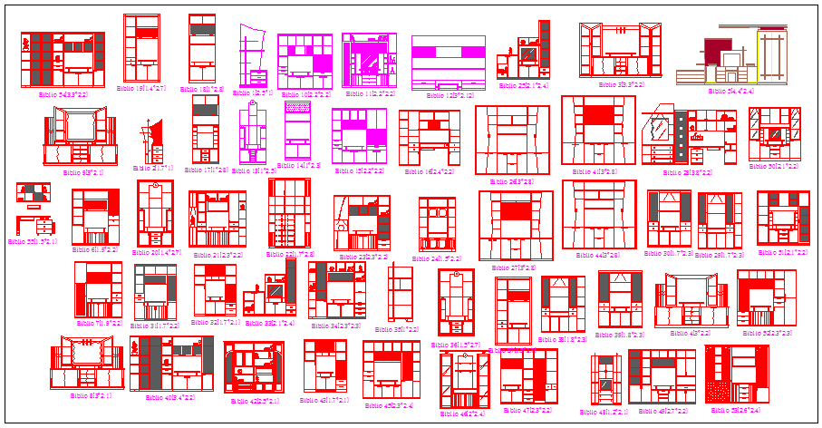 Different types of wadrobe design block drawing