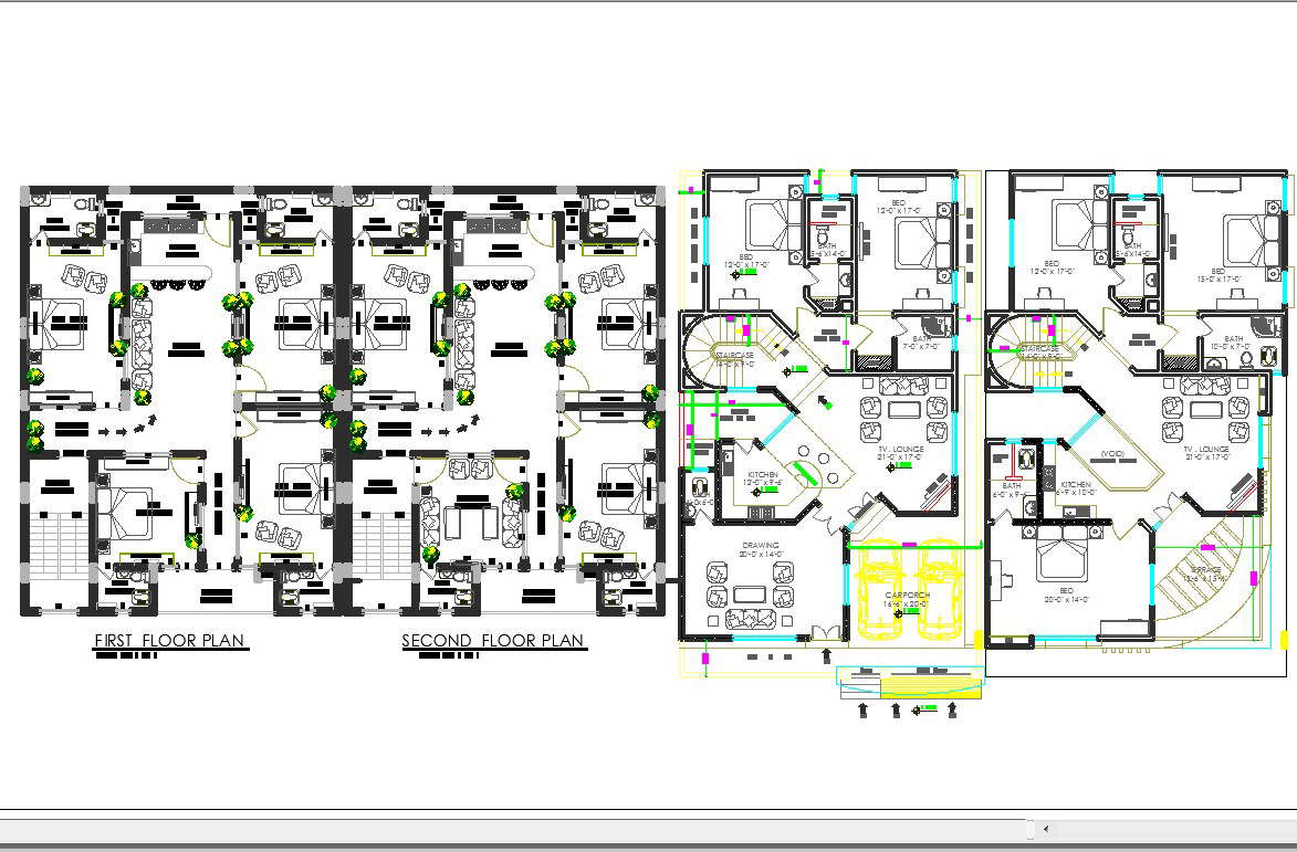 House interiors floor layout cad files