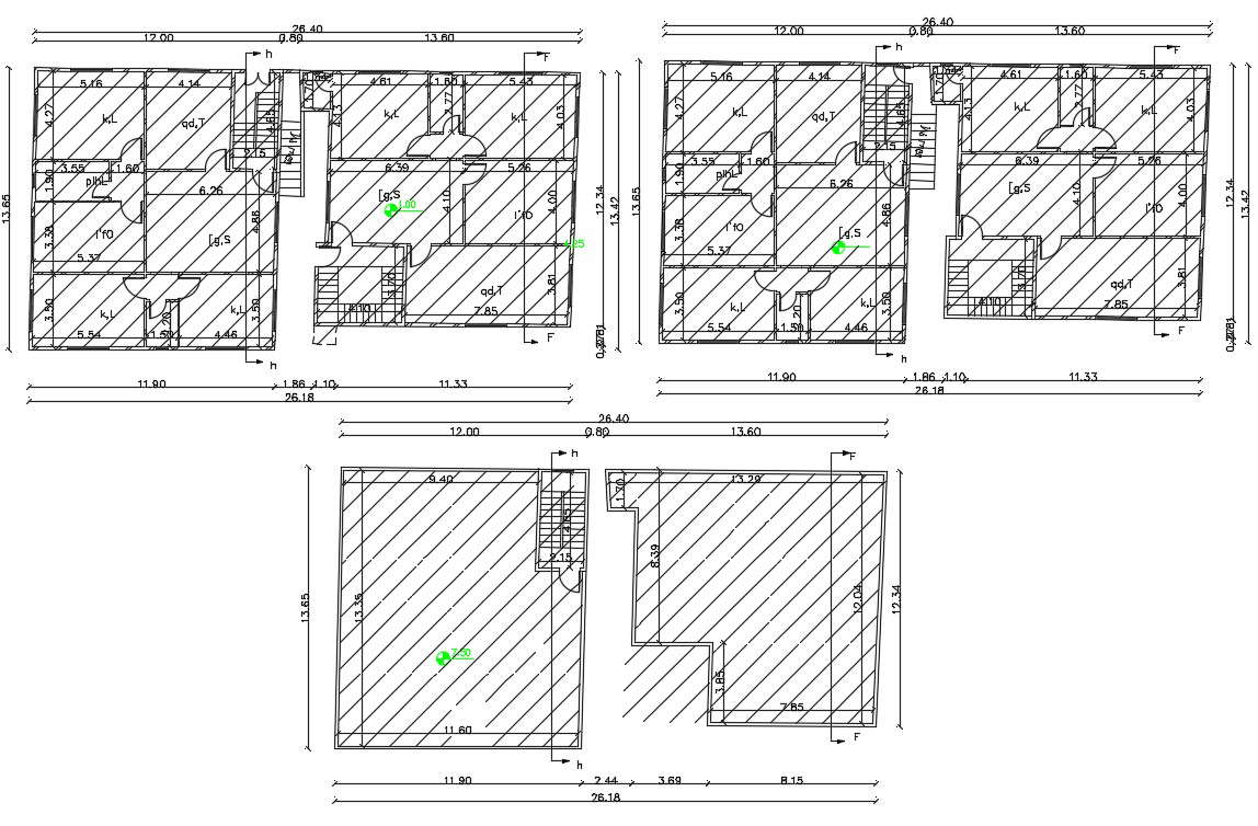 3 BHK And 2 BHK House Plan AutoCAD Drawing 