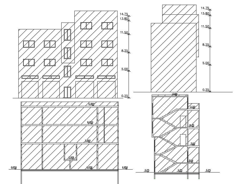 3 BHK Apartment Building Design CAD File