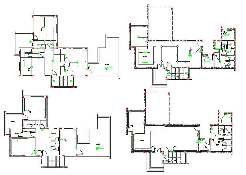 3 BHK House Electrical Wiring Layout Plan 