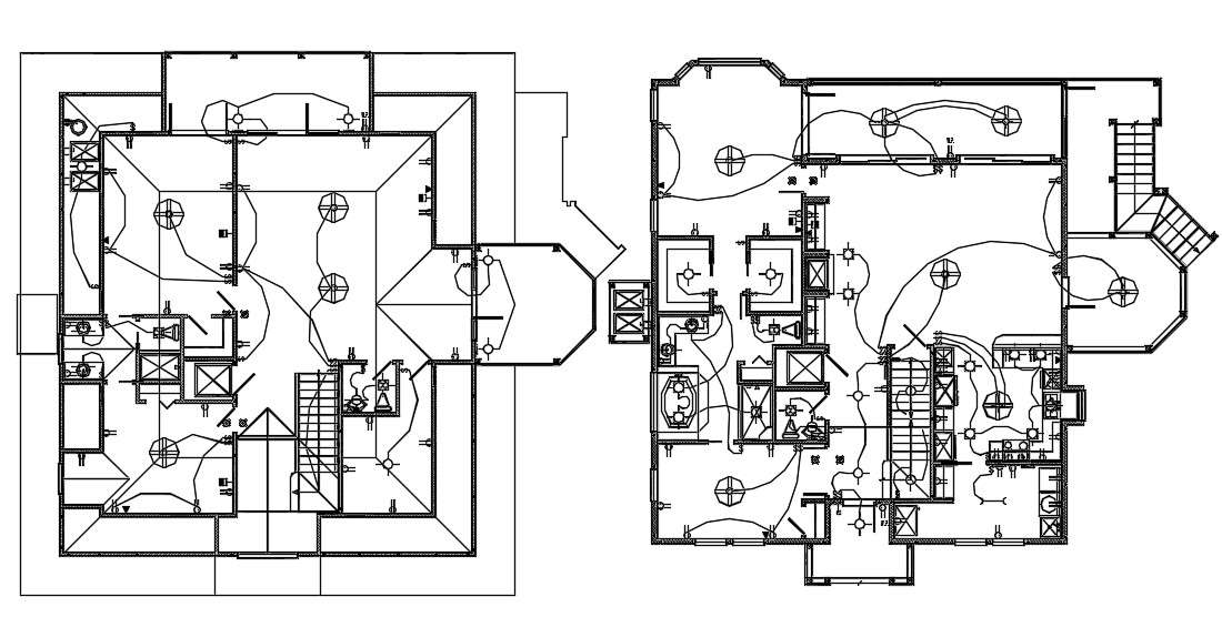 3 BHK House Ground Floor And First Floor Electrical Layout Plan DWG File