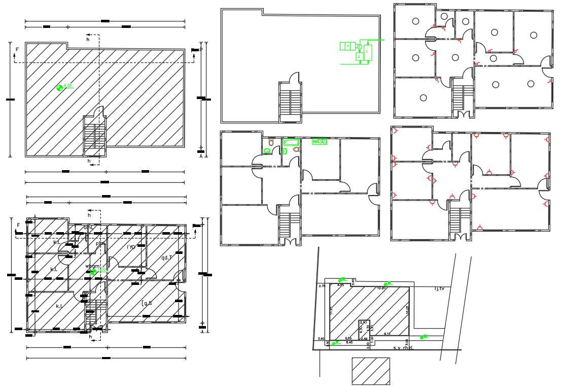 3 BHK House Ground Floor Plan AutoCAD Drawing