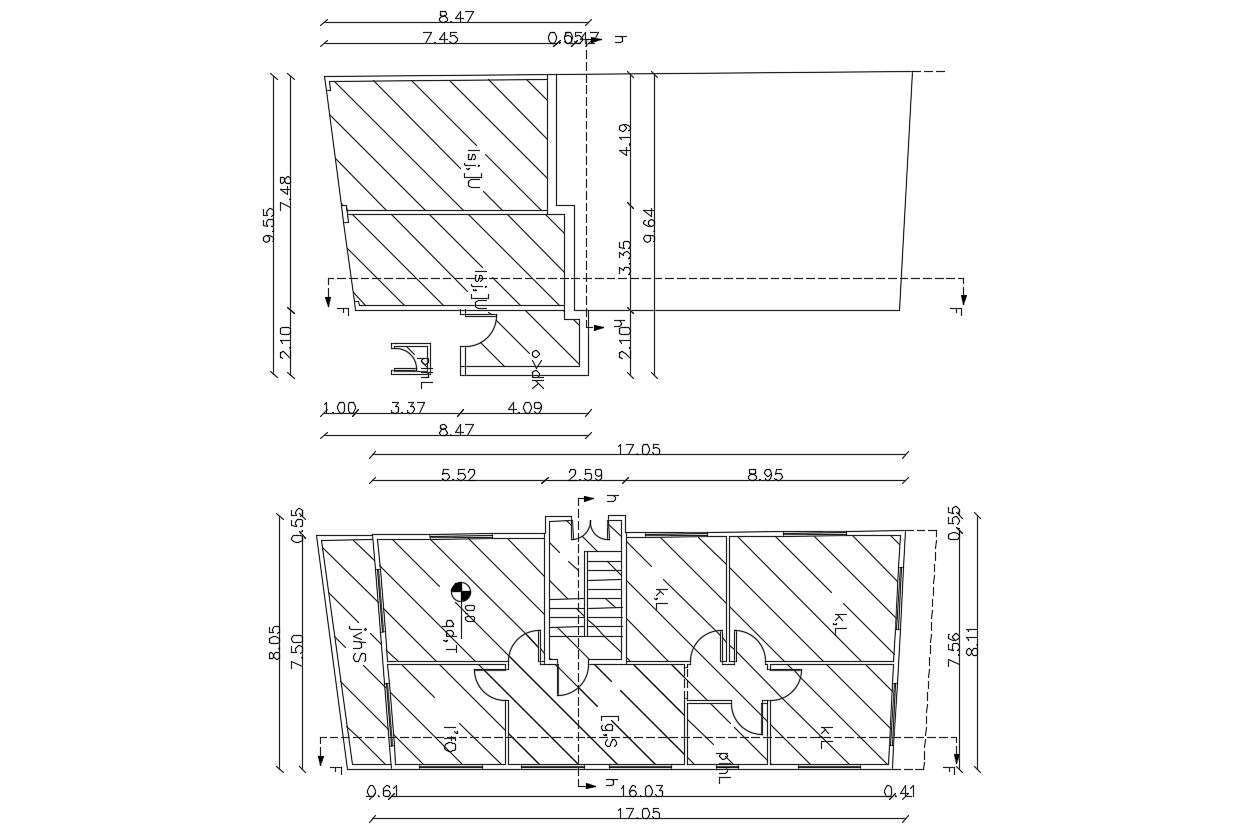 3 Bedroom House Floor Plan CAD Design with Dimensions