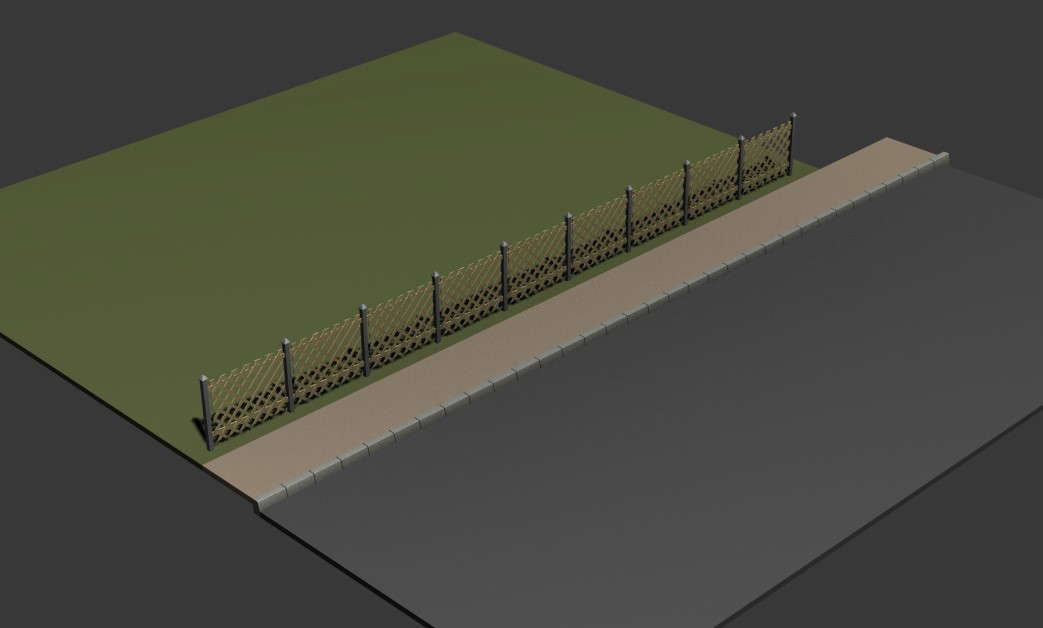 3D Compound Railing Wall Elevation Design MAX File