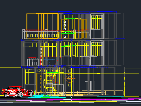 3D Design of Multi-Flooring House Elevation dwg file