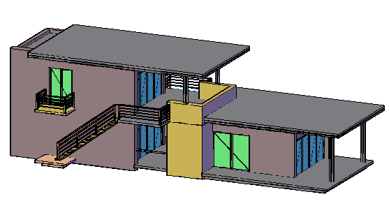 3D design drawing of single family house design drawing
