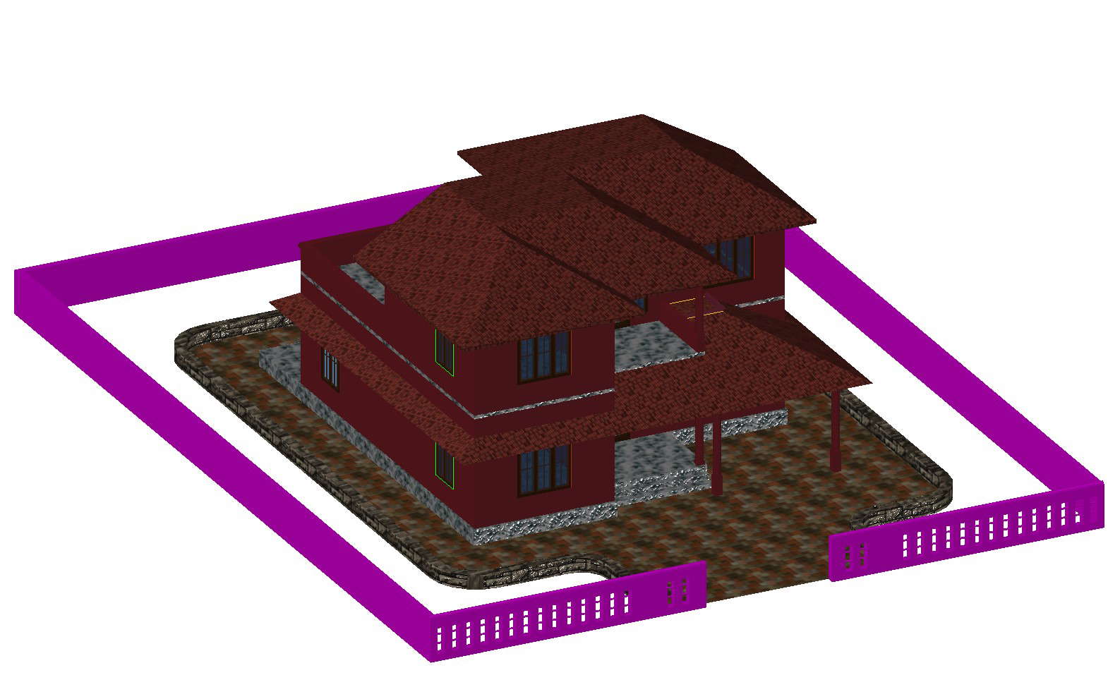 3D drawing of 2 Storey house in AutoCAD