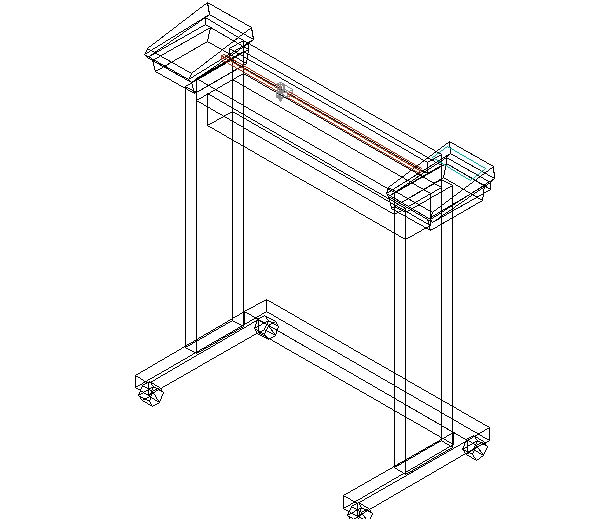 3D image of a stand with wheels 