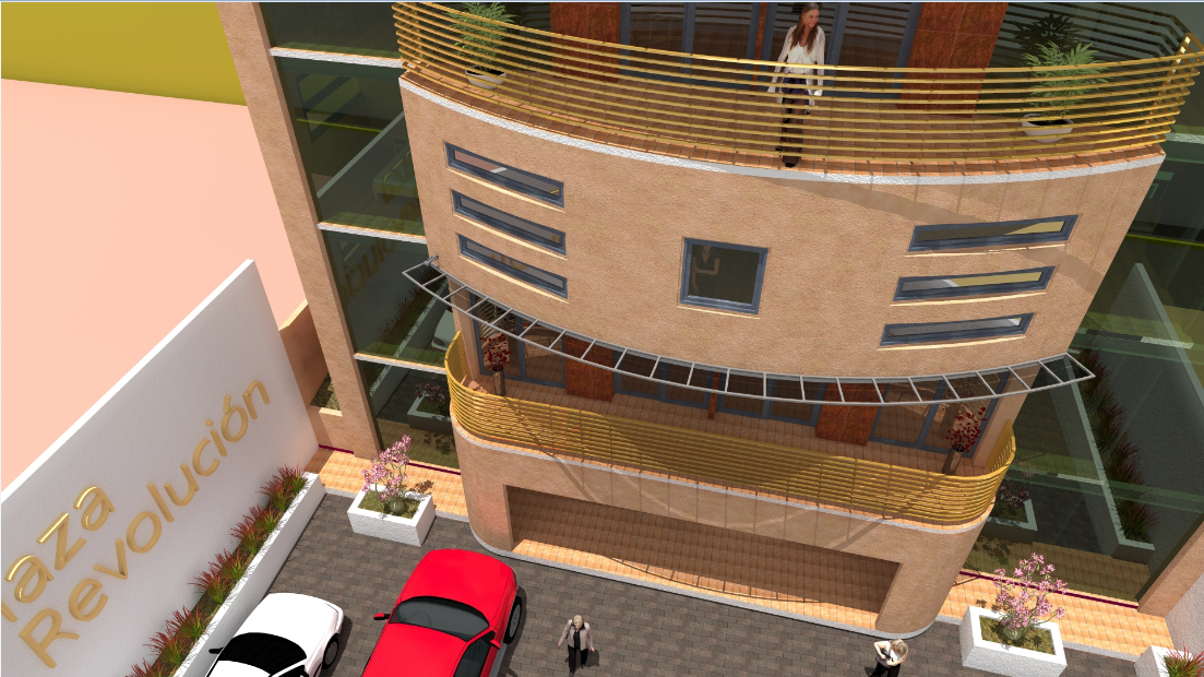 3D image view of a high rise building dwg file