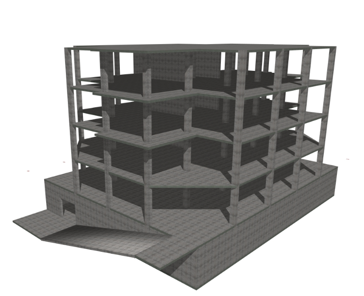3D image view of a high rise building dwg file