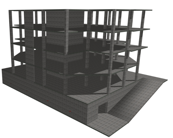 3D image view of a high rise building dwg file