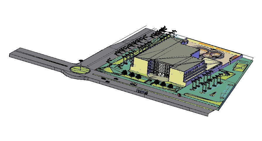 3D model of the multistory building in dwg file