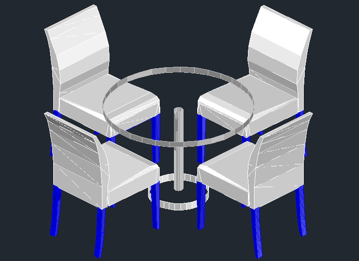 3D Dining Table Set DWG File for CAD Furniture Design
