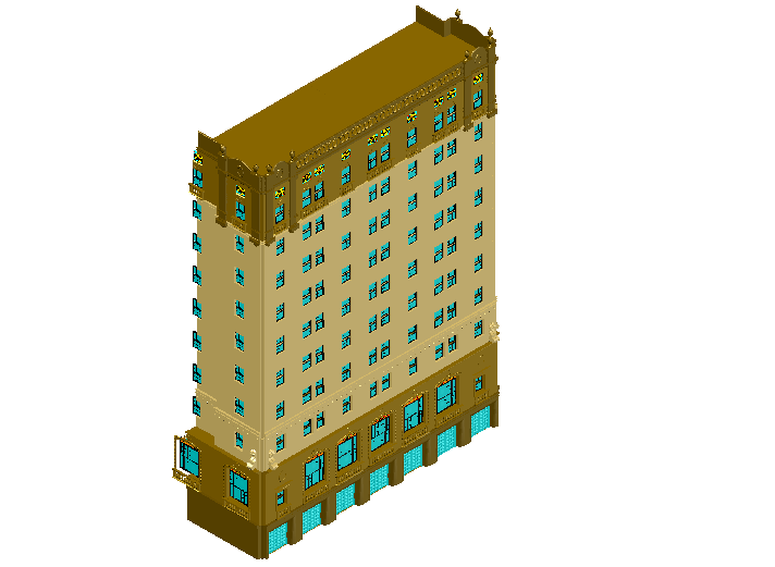 3D view of high rise building dwg file