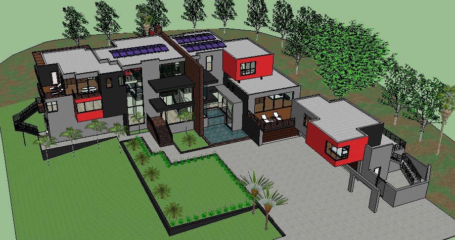 3D view of the resort with details in SketchUp