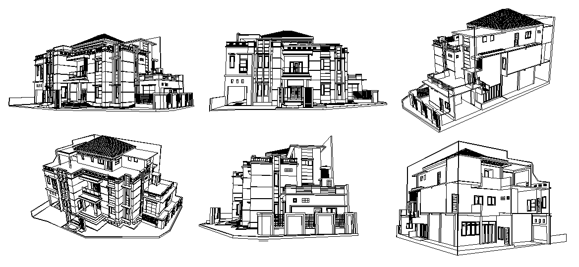 Explore Residential House 3D Elevation CAD Design DWG Blueprint File