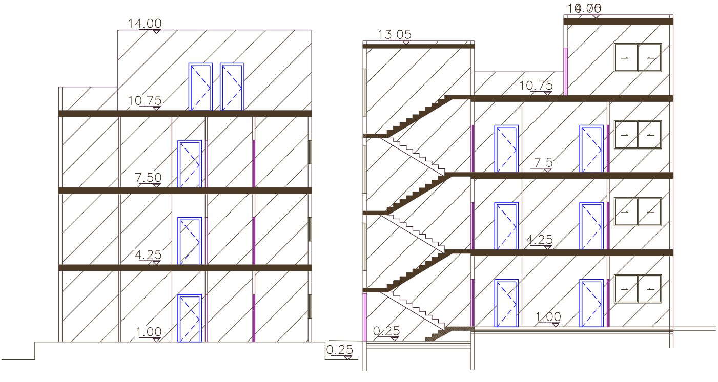 3 Storey Apartment Building Section AutoCAD File