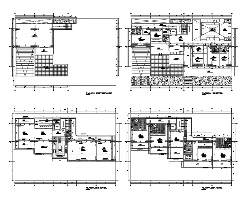 3 Floors building dwg file.