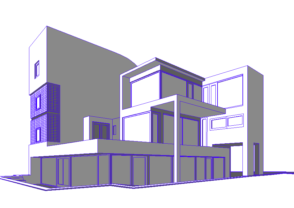 3d Bungalow Elevation dwg file.